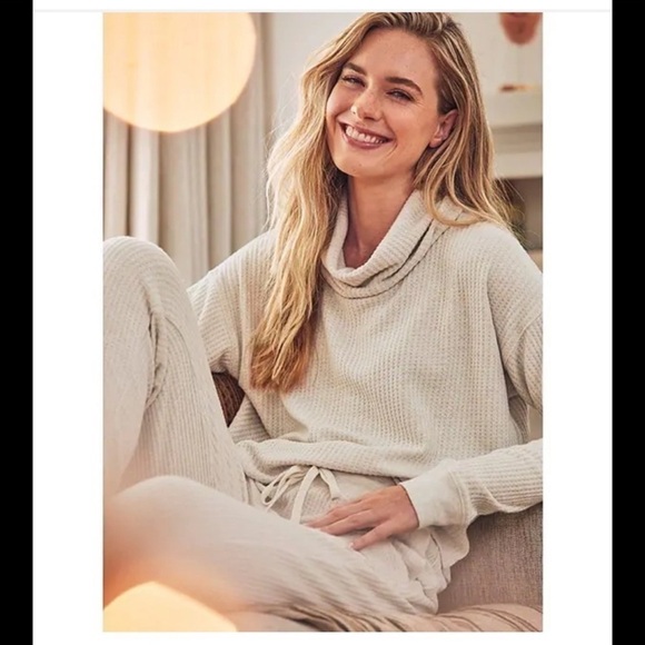 NWT SPLENDID Super Soft Waffle Knit Jogger Pants in Oat, Size Large - Picture 5 of 7